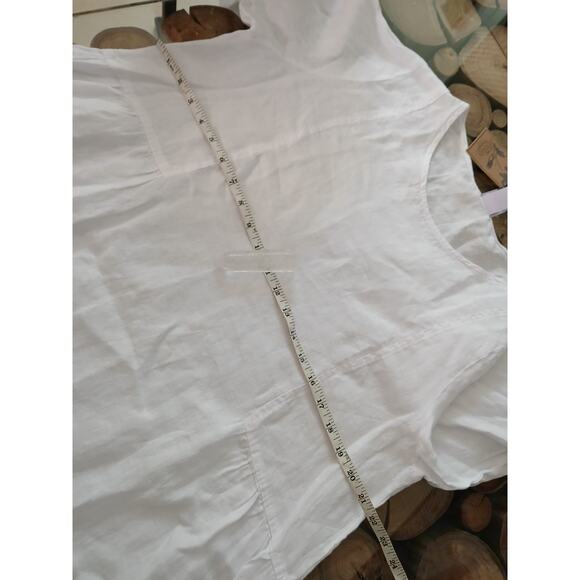 Match Point USA Linen tunic top dress half sleeve Medium White never worn - Picture 10 of 13